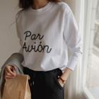 Letter Slit-hem T-shirt