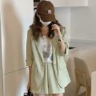 3/4-sleeve Plain Blazer / Wide Leg Shorts