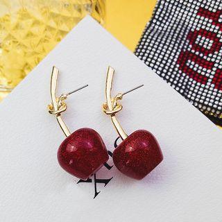 Acrylic Cherry Dangle Earring Wine Red - One Size