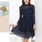 Lace Long-sleeve Slim-fit Dress