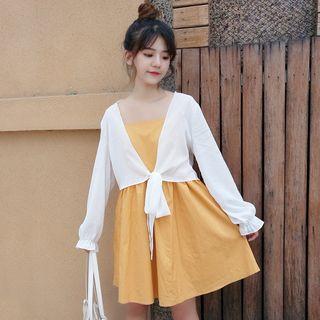 Plain Light Jacket / Plain Strap A-line Dress