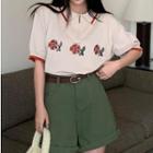 Short-sleeve Floral Print Polo Shirt / Shorts