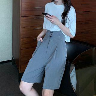 Set: Short Sleeve Cropped T-shirt + A-line Shorts