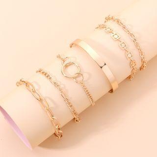 Set Of 6: Alloy Bracelet / Bangle (various Designs) 1 Pc - Set Of 6 - Gold - One Size