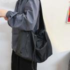 Plain Drawstring Shoulder Bag Black - One Size