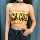 Lettering Strapless Cropped Top