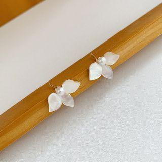 Faux Pearl Shell Petal Fringed Earring 1 Pair - Gold - One Size