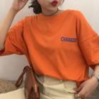 3/4-sleeve Oversize Lettering T-shirt