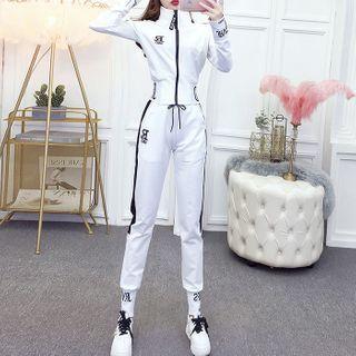 Set: Lettering Zipped Jacket + Sweatpants
