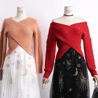 Cropped Wrapped Knit Sweater