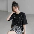 Short-sleeve Rhinestone Dog T-shirt