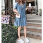 Short-sleeve Lace Hem Mini Dress