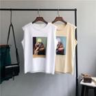Print Sleeveless T-shirt Almond - One Size