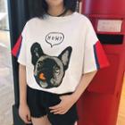 Dog Print Short-sleeve T-shirt Milky White - One Size