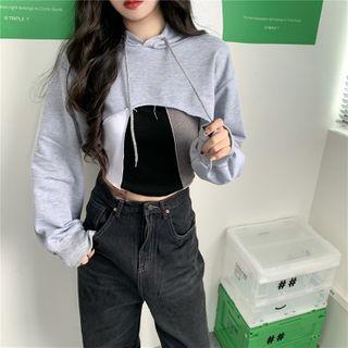 Color Block Tank Top / Cropped Hoodie
