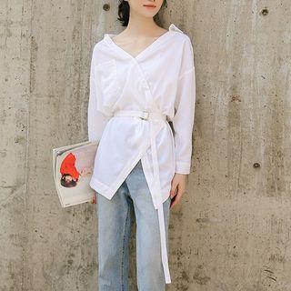 V-neck Asymmetric Blouse