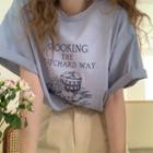 Simple Print Round-neck Short-sleeve T-shirt