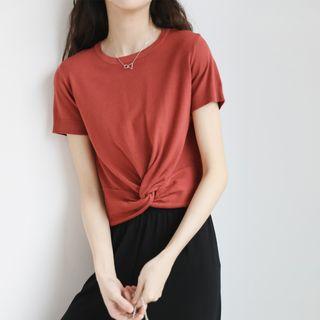 Cross Waist Short-sleeved Top