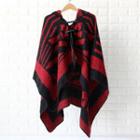 Patterned Toggle Hooded Poncho