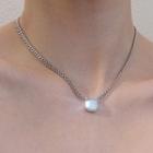 Faux Crystal Pendant Stainless Steel Necklace Necklace - Faux Crystal - Silver - One Size