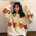 Flower Cable Knit Sweater