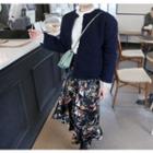 Crew-neck Open-front Sherpa-fleece Jacket