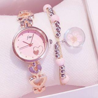 Set: Sweetheart Bracelet Watch + Flower Bracelet