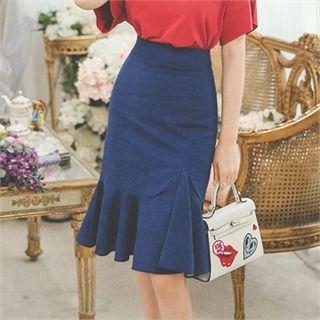 High-waist Frill-hem Skirt