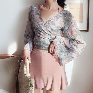 Set: Bikini Top + Bottom + Print Cover-up