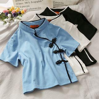 Contrasted Frog-button Qipao Top