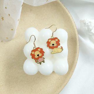 Alloy Lion Dangle Earring 1 - 1 Pair - Tangerine - One Size