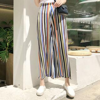 Band-waist Multi-stripe Pants Black - One Size