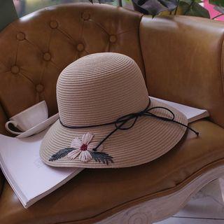 Embroidered Flower Sun Hat
