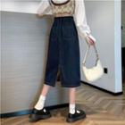 High-waist A-line Slit Midi Skirt