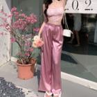Mesh Corset Top / High Waist Wide Leg Pants
