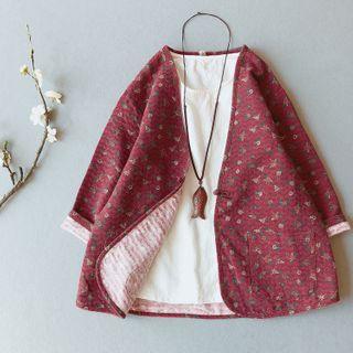 Floral Print Frog-button Shirt Jacket