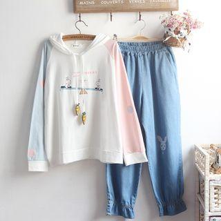 Print Hoodie / Harem Jeans / Set