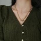 Geometric Alloy Necklace 1 Pc - Gold - One Size