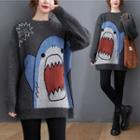 Cartoon Print Sweater Gray - One Size