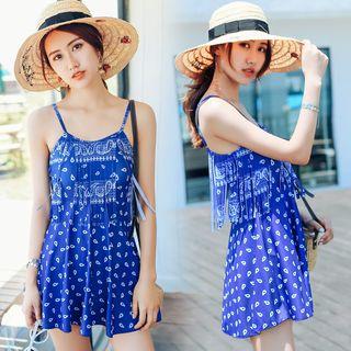 Strappy Floral Patterned Swim Dress