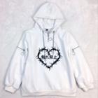 Print Cutout Long-sleeve Hoodie