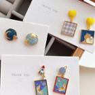 Print Asymmetrical Alloy Dangle Earring (various Designs)