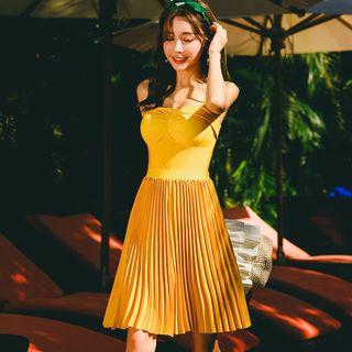 Set: Swimsuit + Accordion Pleat Skirt