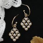 Faux Pearl Drop Earring 1 Pair - S925 Silver - White & Gold - One Size