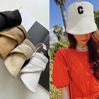 Letter-patched Woven Sun Cap