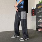 Contrast Applique Straight Leg Jeans