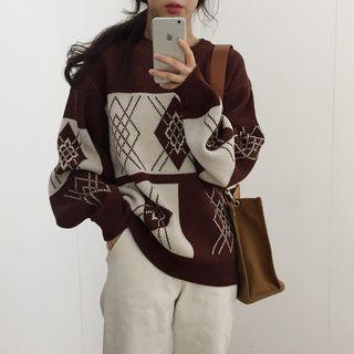 Color Block Print Sweater