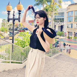 V-neck Sleeveless Pointelle Knit Top