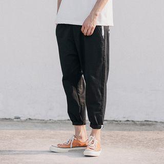 Lettering Trim Cropped Harem Pants