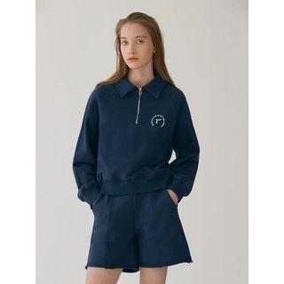 Collared Logo-embroidered Sweatshirt